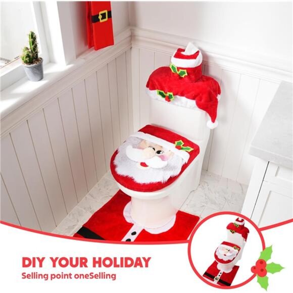 5-Piece Christmas Bathroom Set - Toilet Accessories - Picture 4 of 8